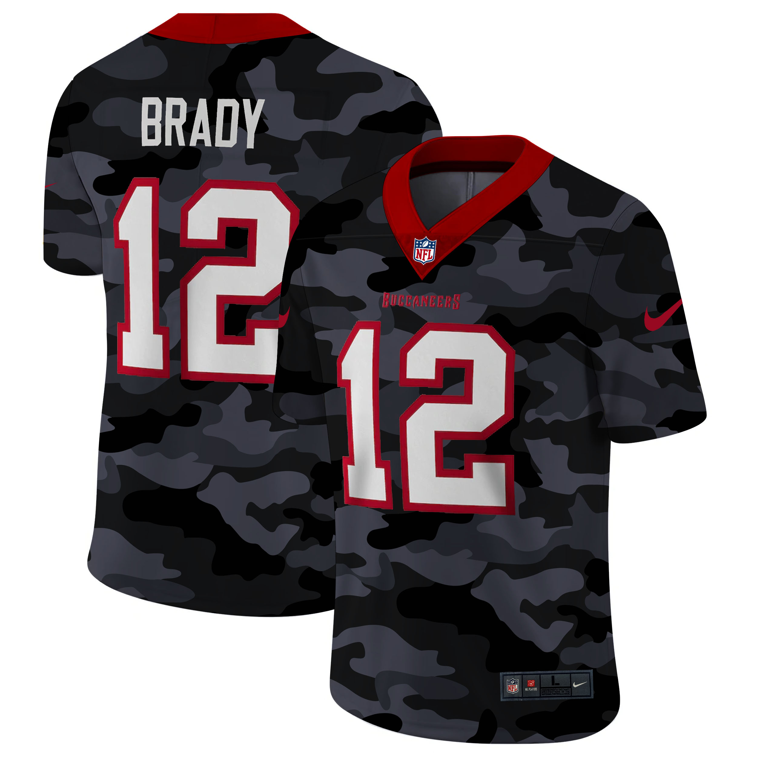 Tampa Bay Buccaneers #12 Tom Brady Men's 2020 Black CAMO Vapor Untouchable Limited Stitched Jersey