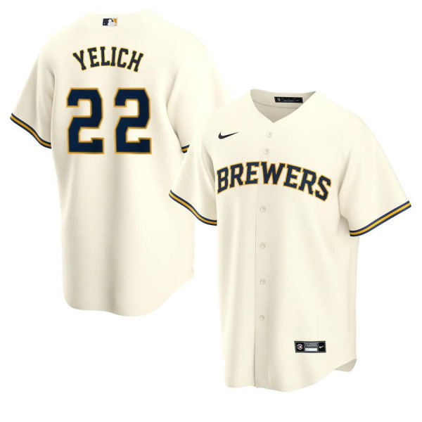 Men's Youth Women's Milwaukee Brewers 22 Replica 2020 Cream Home Christian Yelich Jersey