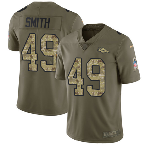 Denver Broncos #49 Dennis Smith Olive/Camo Men's Stitched Limited 2017 Salute To Service Jersey Men's