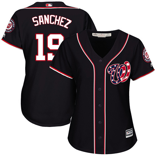 Washington Nationals #19 Anibal Sanchez Navy Blue Alternate Women's Stitched Jersey Womens