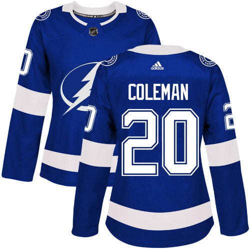 Adidas Tampa Bay Lightning #20 Blake Coleman Blue Home Authentic Women's Stitched Jersey Womens