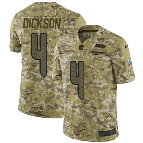 Seattle Seahawks #4 Michael Dickson Camo Men's Stitched Limited 2018 Salute To Service Jersey Men's