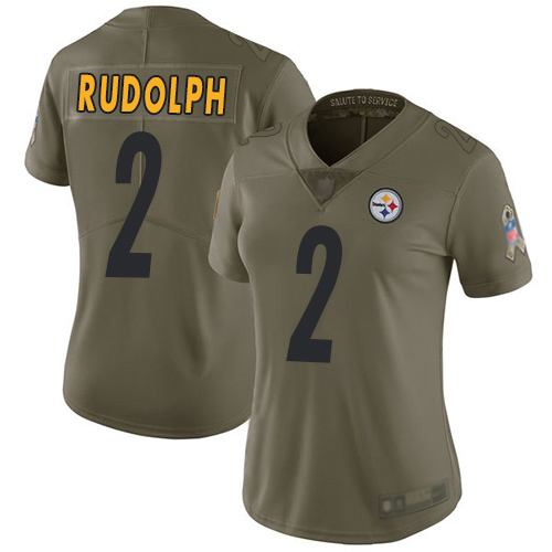 Pittsburgh Steelers #2 Mason Rudolph Olive Women's Stitched Limited 2017 Salute to Service Jersey Womens