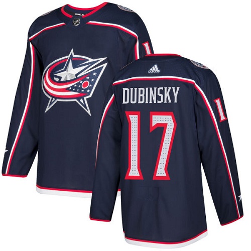 Adidas Columbus Blue Jackets #17 Brandon Dubinsky Navy Blue Home Authentic Stitched Jersey Men's