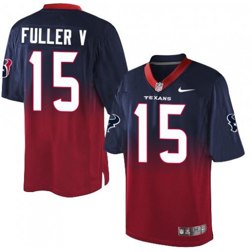 Houston Texans #15 Will Fuller V Navy Blue/Red Men's Stitched Elite Fadeaway Fashion Jersey Men's