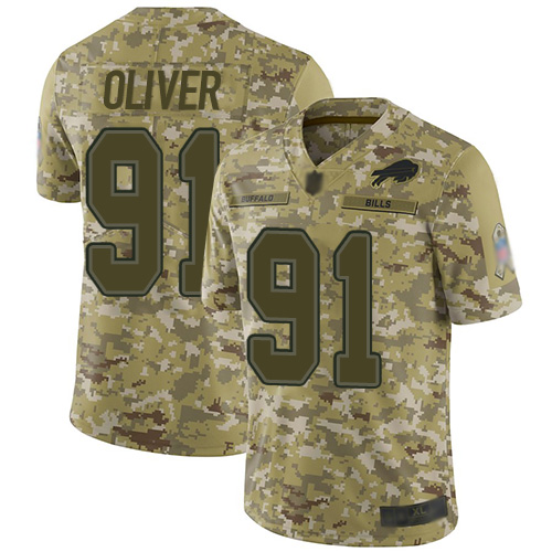 Buffalo Bills #91 Ed Oliver Camo Youth Stitched Limited 2018 Salute to Service Jersey Youth