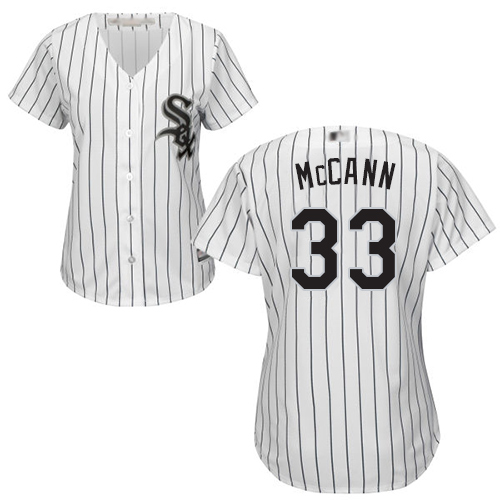 Chicago White Sox #33 James McCann White(Black Strip) Home Women's Stitched Jersey Womens