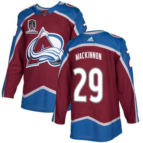 Adidas Colorado Avalanche #29 Nathan MacKinnon Burgundy 2022 Stanley Cup Champions Burgundy Home Authentic Stitched Jersey Men's