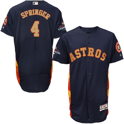 Houston Astros #4 George Springer Navy Blue FlexBase Authentic 2018 Gold Program Cool Base Stitched Jersey Men's