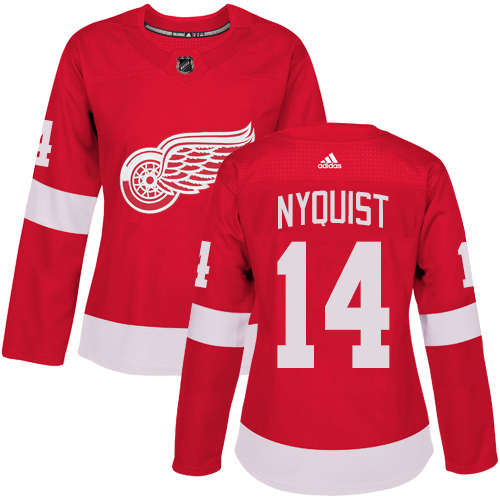 Adidas Detroit Red Wings #14 Gustav Nyquist Red Home Authentic Women's Stitched Jersey Womens