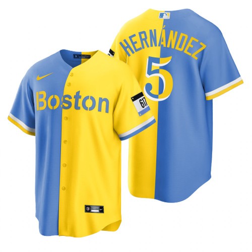 Boston Boston Red Sox #5 Kike Hernandez Blue Gold Men's 2022 City Connect Game Jersey Men's