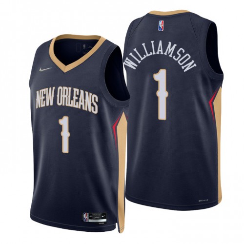 New Orleans Pelicans #1 Zion Williamson Navy Mens 2021-22 75th Anniversary Diamond Swingman Jersey - Icon Edition Mens