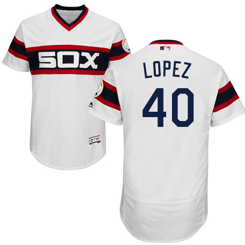 Chicago White Sox #40 Reynaldo Lopez White Flexbase Authentic Collection Alternate Home Stitched Jersey Men's