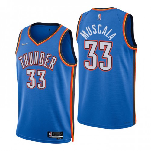 Oklahoma City Thunder #33 Mike Muscala Blue Mens 2021-22 75th Anniversary Diamond Swingman Jersey - Icon Edition Mens
