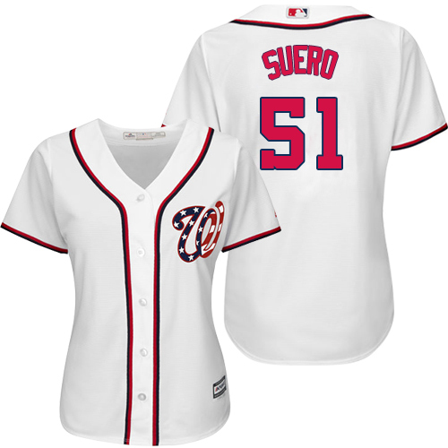 Washington Nationals #51 Wander Suero White Home Women's Stitched Jersey Womens