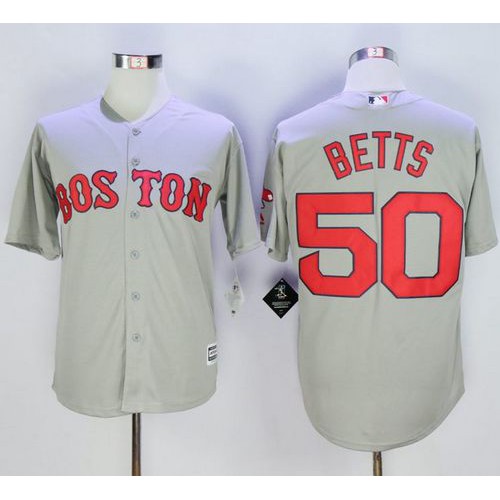 Boston Red Sox #50 Mookie Betts Grey New Cool Base Stitched Jersey Men's