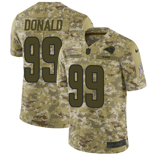 Rams #99 Aaron Donald Camo Youth Stitched Limited 2018 Salute To Service Jersey