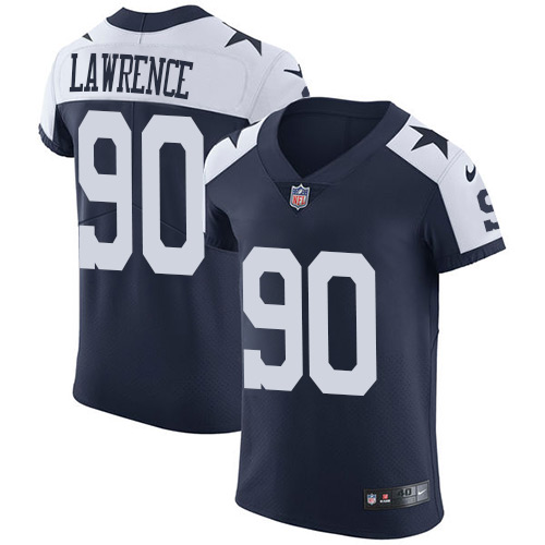 Cowboys #90 Demarcus Lawrence Navy Blue Thanksgiving Men's Stitched Vapor Untouchable Throwback Elite Jersey