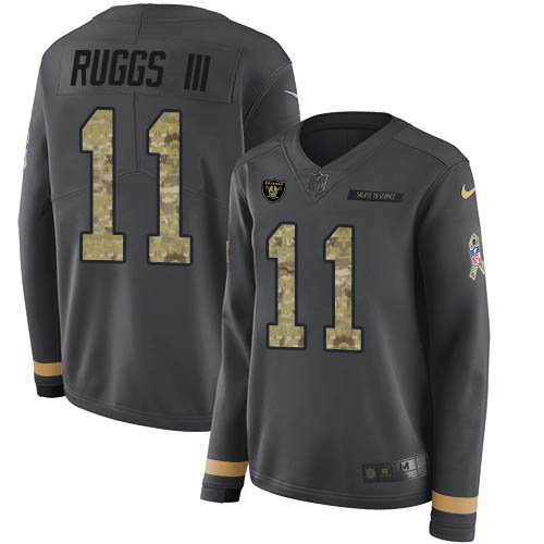 Las Vegas Raiders #11 Henry Ruggs III Anthracite Salute to Service Women's Stitched Limited Therma Long Sleeve Jersey Womens