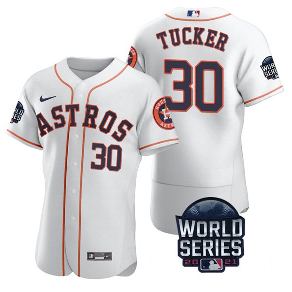 Houston Astros #30 Kyle Tucker Men's 150th Anniversary 2021 World Series Authentic Jersey - White