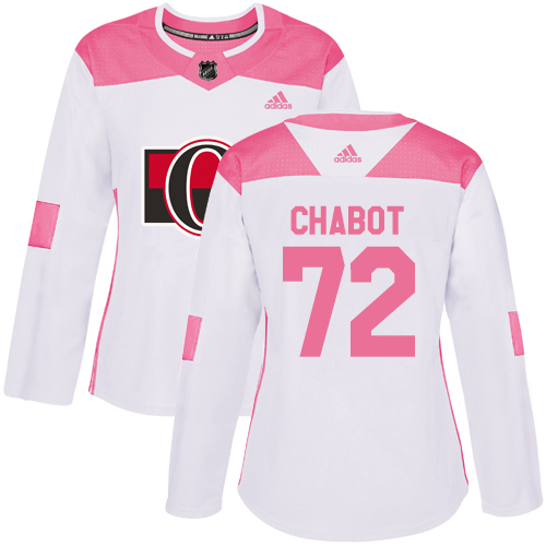 Adidas Ottawa Senators #72 Thomas Chabot White/Pink Authentic Fashion Women's Stitched Jersey Womens