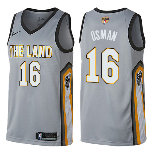 Cleveland Cavaliers #16 Cedi Osman Gray The Finals Patch Swingman City Edition Jersey Mens