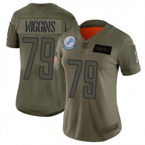 Detroit Lions #79 Kenny Wiggins Camo Women's Stitched Limited 2019 Salute To Service Jersey Womens