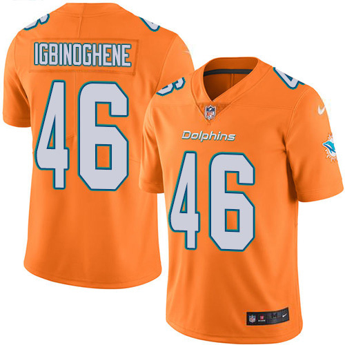 Miami Dolphins #46 Noah Igbinoghene Orange Men's Stitched Limited Rush Jersey Men's