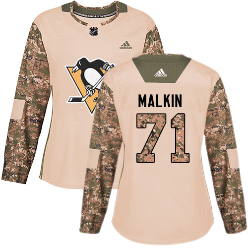 Adidas Pittsburgh Penguins #71 Evgeni Malkin Camo Authentic 2017 Veterans Day Women's Stitched Jersey Womens