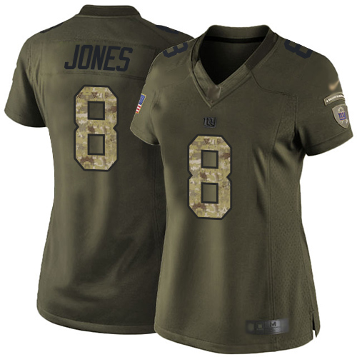 Giants #8 Daniel Jones Green Women's Stitched Limited 2015 Salute To Service Jersey