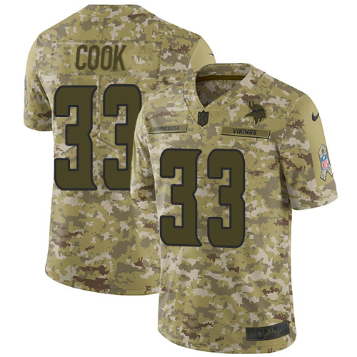 Minnesota Vikings #33 Dalvin Cook Camo Youth Stitched Limited 2018 Salute to Service Jersey Youth