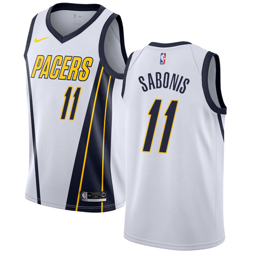 Indiana Pacers #11 Domantas Sabonis White Swingman Earned Edition Jersey Mens