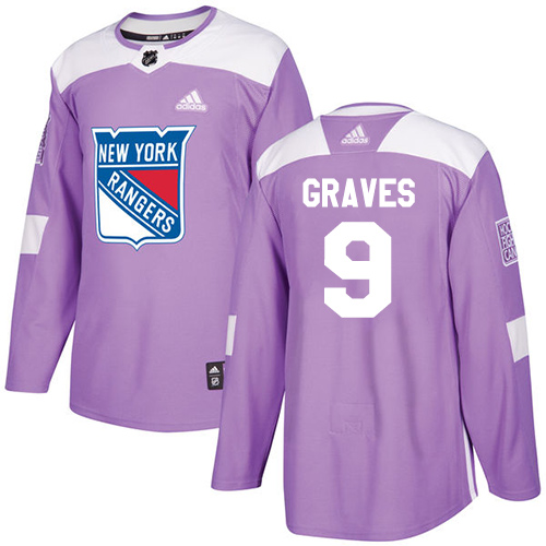 Adidas New York Rangers #9 Adam Graves Purple Authentic Fights Cancer Stitched Jersey Men's