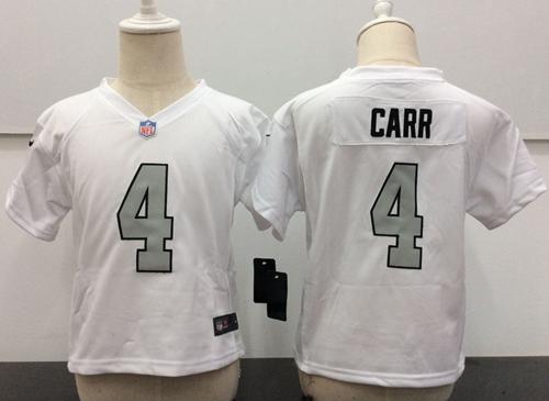 Toddler Raiders #4 Derek Carr White Rush Stitched Elite Jersey