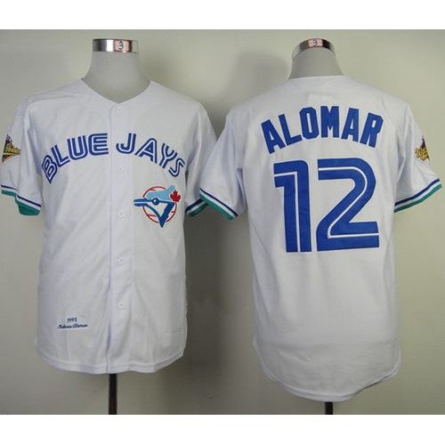 Mitchell And Ness 1993 Toronto Blue Jays #12 Roberto Alomar White Throwback Stitched Jersey Men's