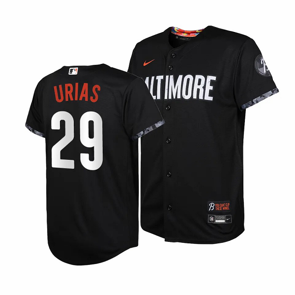 Youth Baltimore Orioles #29 Ramon Urias 2023 City Connect Cool Base Jersey Black