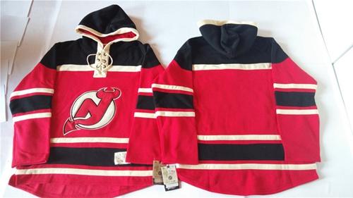Devils Blank Red Sawyer Hooded Sweatshirt Stitched Jersey