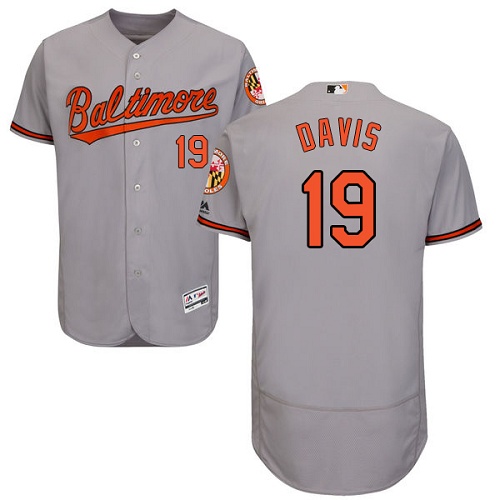 Baltimore Orioles #19 Chris Davis Grey Flexbase Authentic Collection Stitched Jersey Men's