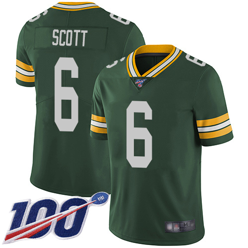 Green Bay Packers #6 JK Scott Green Team Color Men's Stitched 100th Season Vapor Limited Jersey Men's