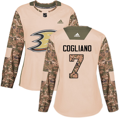 Adidas Anaheim Ducks #7 Andrew Cogliano Camo Authentic 2017 Veterans Day Women's Stitched Jersey Womens
