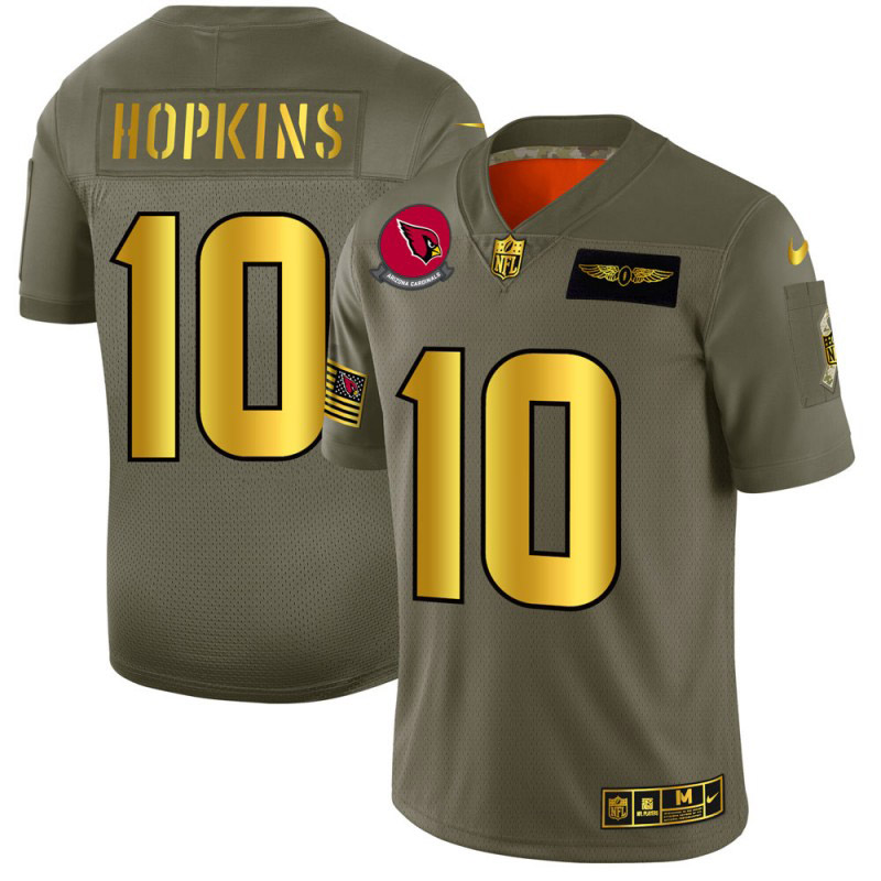 Arizona Cardinals #10 DeAndre Hopkins Men's Olive Gold 2019 Salute To Service Limited Jersey