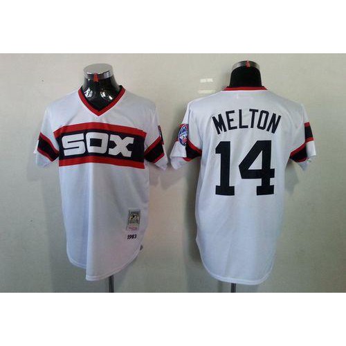 Mitchell And Ness 1983 Chicago White Sox #14 Bill Melton White Throwback Stitched Jersey Men's