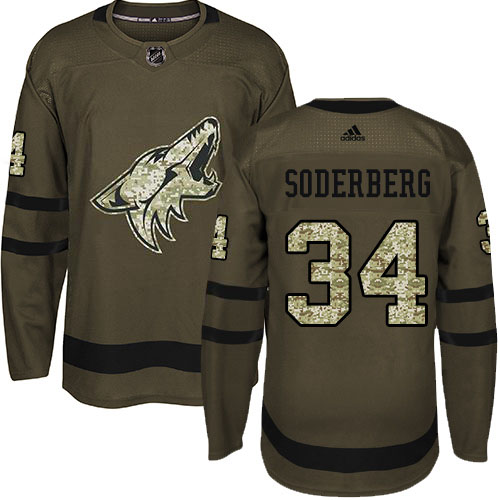 Adidas Arizona Coyotes #34 Carl Soderberg Green Salute to Service Stitched Jersey Men's