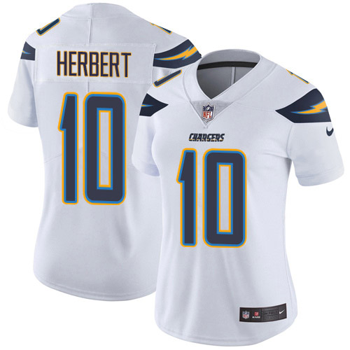 Chargers #10 Justin Herbert White Women's Stitched Vapor Untouchable Limited Jersey