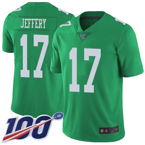 Philadelphia Eagles #17 Alshon Jeffery Green Men's Stitched Limited Rush 100th Season Jersey Men's