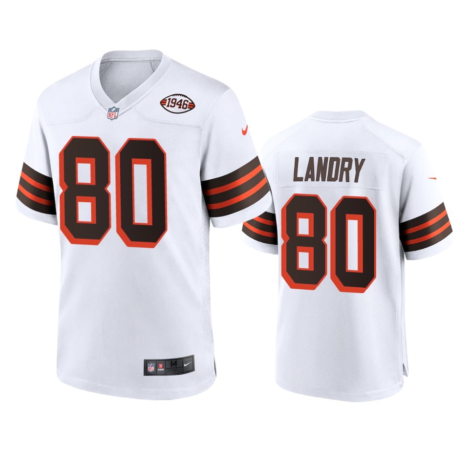 Men's Browns #80 Jarvis Landry 1946 Collection Alternate Game Limited Jersey - White