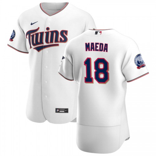 Minnesota Minnesota Twins #18 Kenta Maeda Men's White Home 2020 60th Season Authentic Team Jersey Men's