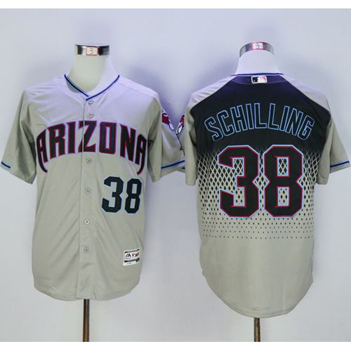 Arizona Diamondbacks #38 Curt Schilling Gray/Capri New Cool Base Stitched Jersey Men's