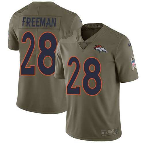 Denver Broncos #28 Royce Freeman Olive Youth Stitched Limited 2017 Salute to Service Jersey Youth