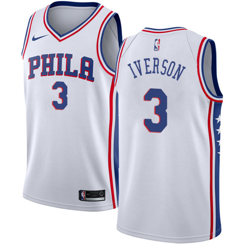 Philadelphia 76ers #3 Allen Iverson White Womens Swingman Association Edition Jersey Womens